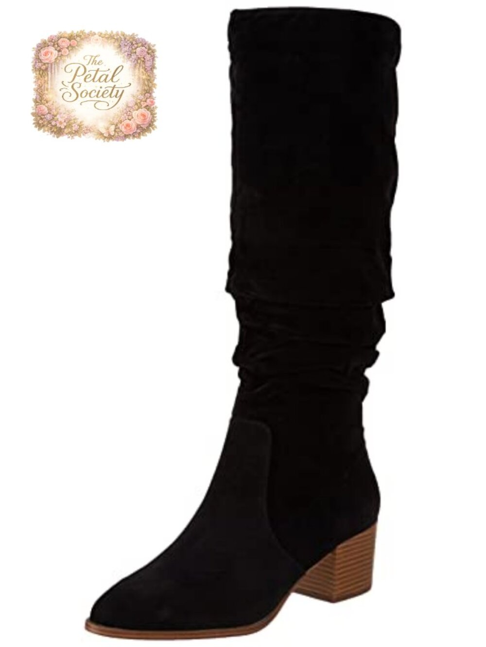 Tall Block Heel Boots Faux Suede Memory Foam Knee-High